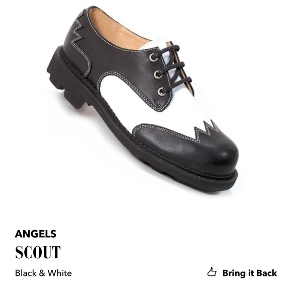 Fluevog VINTAGE EXCELLENT Angels Scout black/white zigzag chunky derby -M11.5/12 - Picture 1 of 15